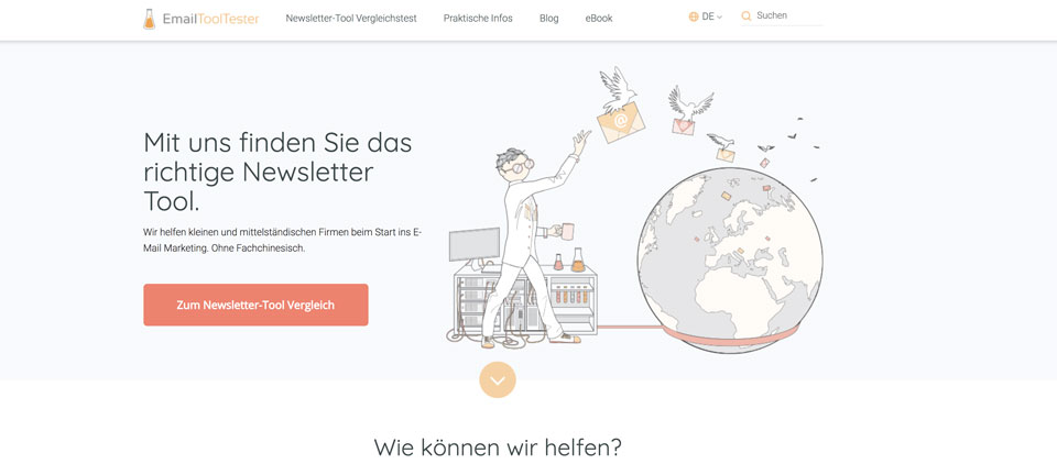 Nischenseiten Beispiel emailtooltester