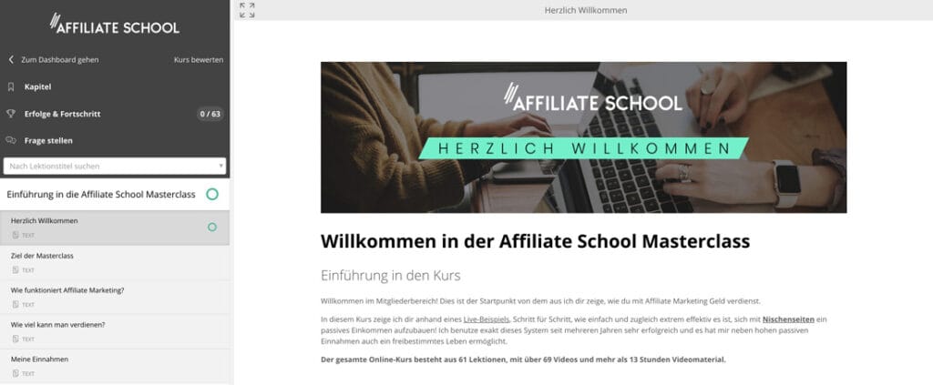 Affiliate School Masterclass Kurs
