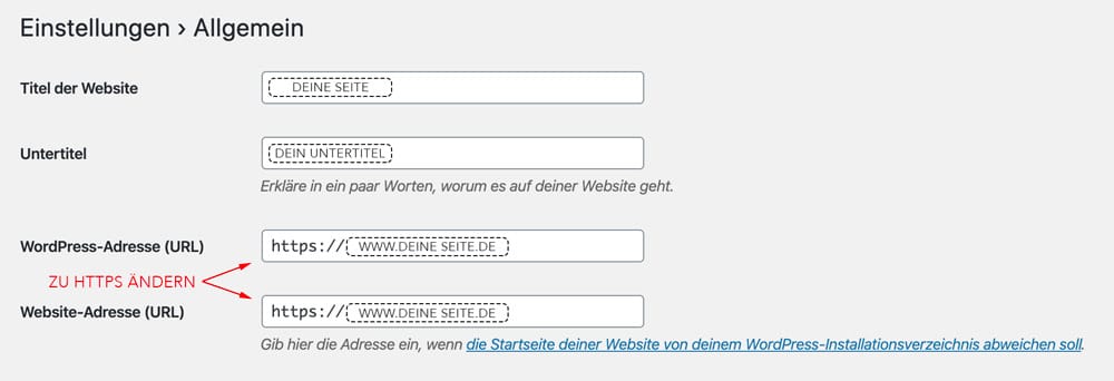 Wordpress auf https umstellen