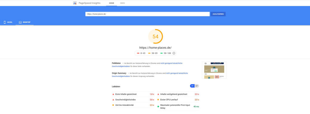 Google Page Speed Desktop