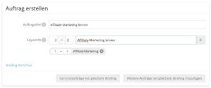 Keywords in Textbroker