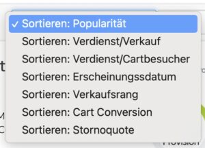 Sortierung Digistore24