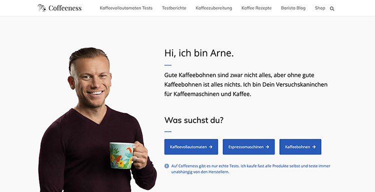 Coffeeness Website Screenshot