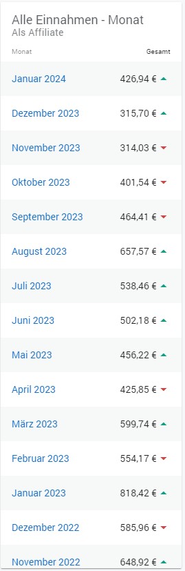 monatliche Einnahmen